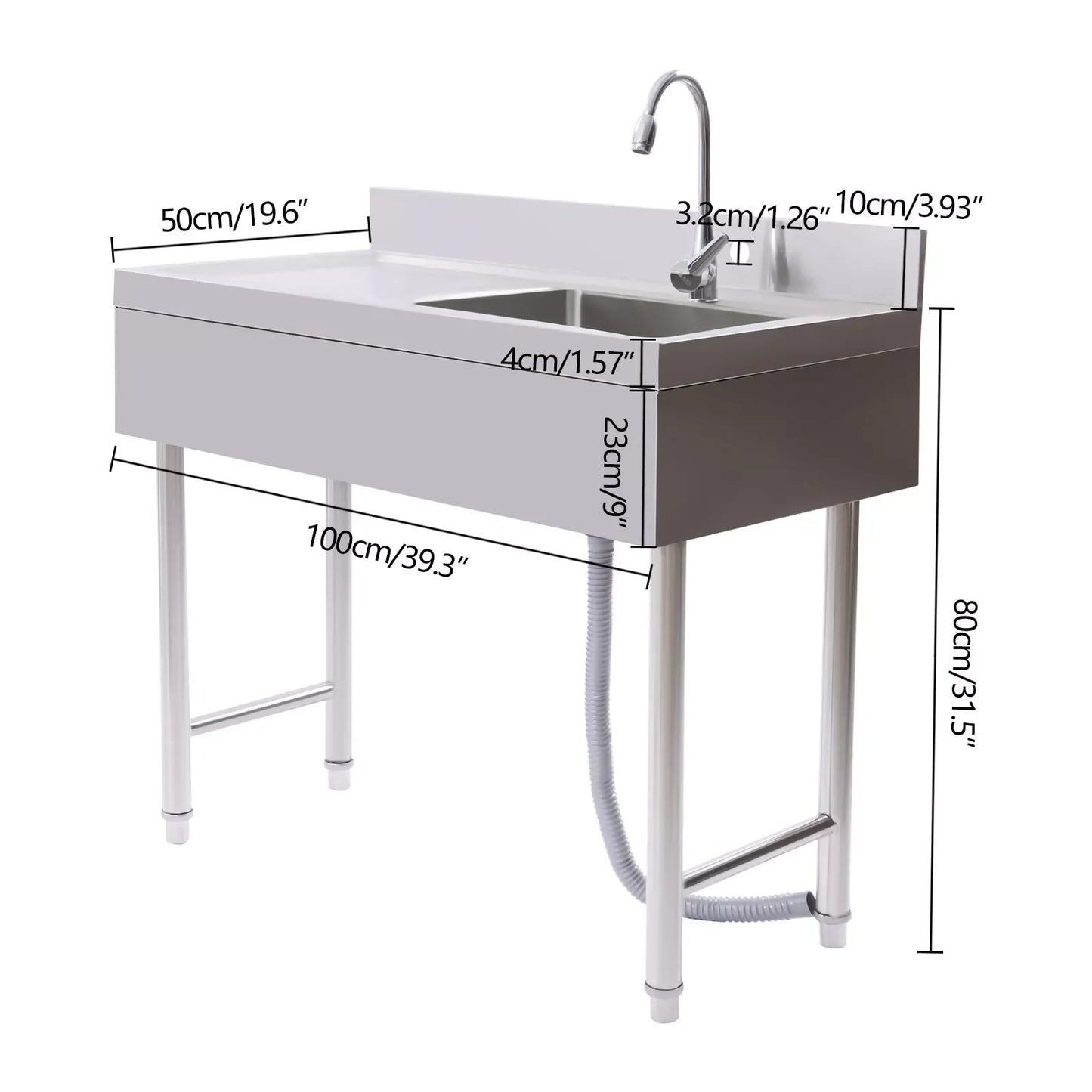 Bymaocar Stainless Steel Commercial Kitchen Sink With Faucet