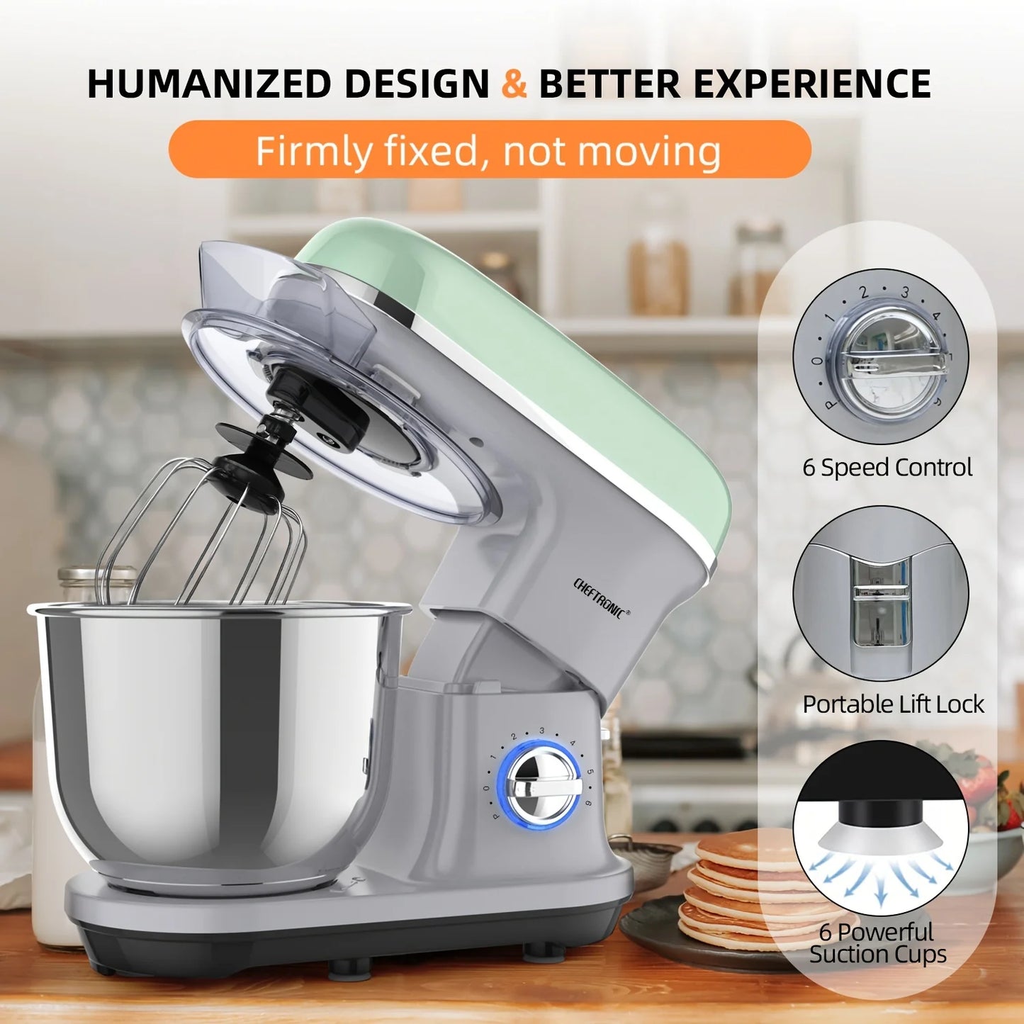 Cheftronic Stand Mixer Tilt Head 500W With 6 Speeds