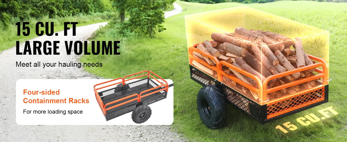 SucceBuy Heavy Duty Steel ATV Dump Trailer With Removable Sides