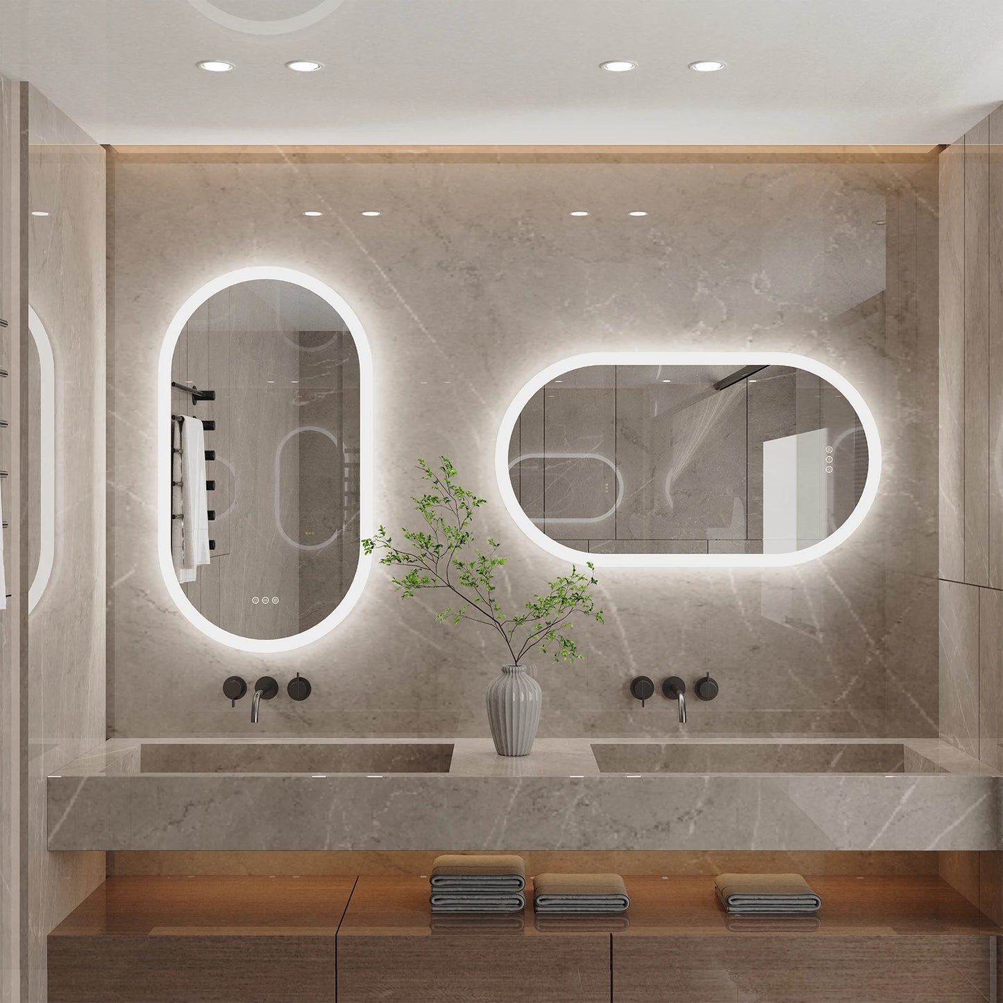 LUVODI Backlit LED Bathroom Mirror With Touch Dimming Defog