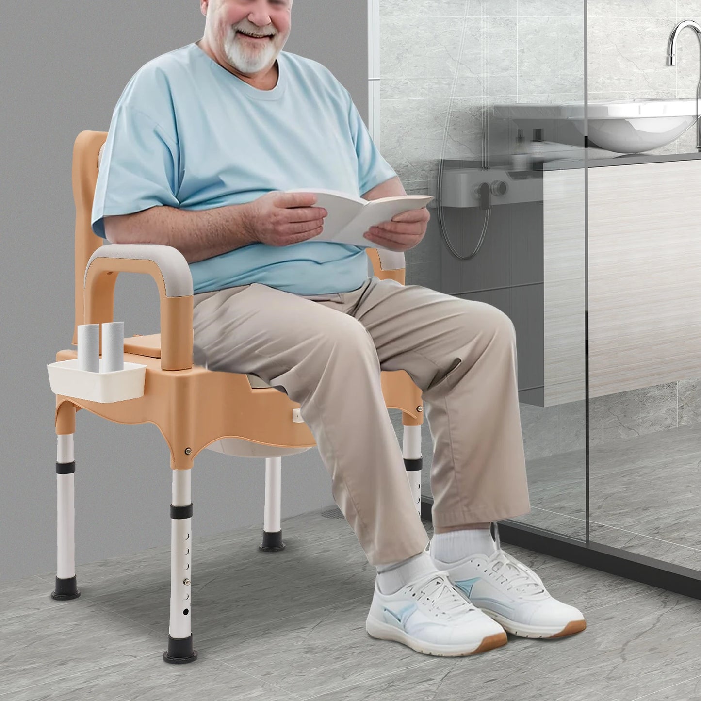 Portable Height Adjustable Toilet Chair For Home Use