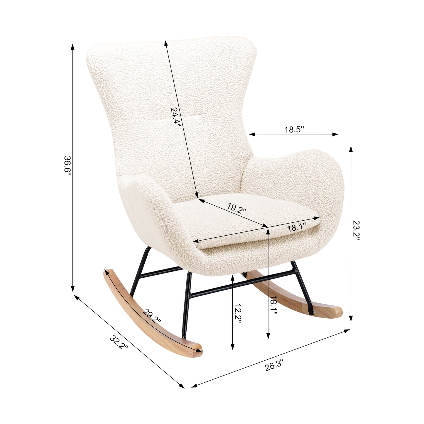 Comfortable Modern Rocking Chair With High Back And Armrests