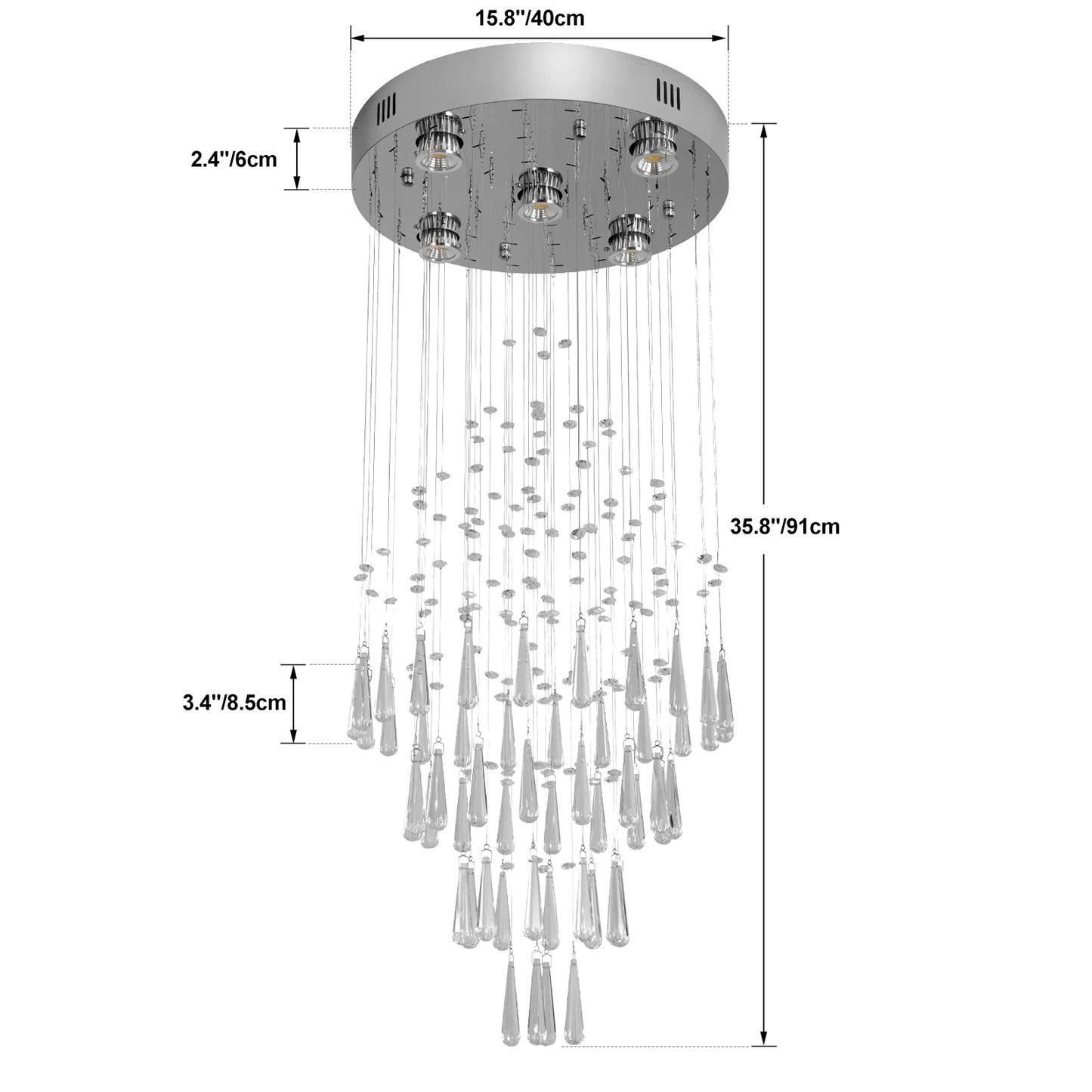VETRULUS Crystal Ceiling Chandelier Lustre Pendant Lights