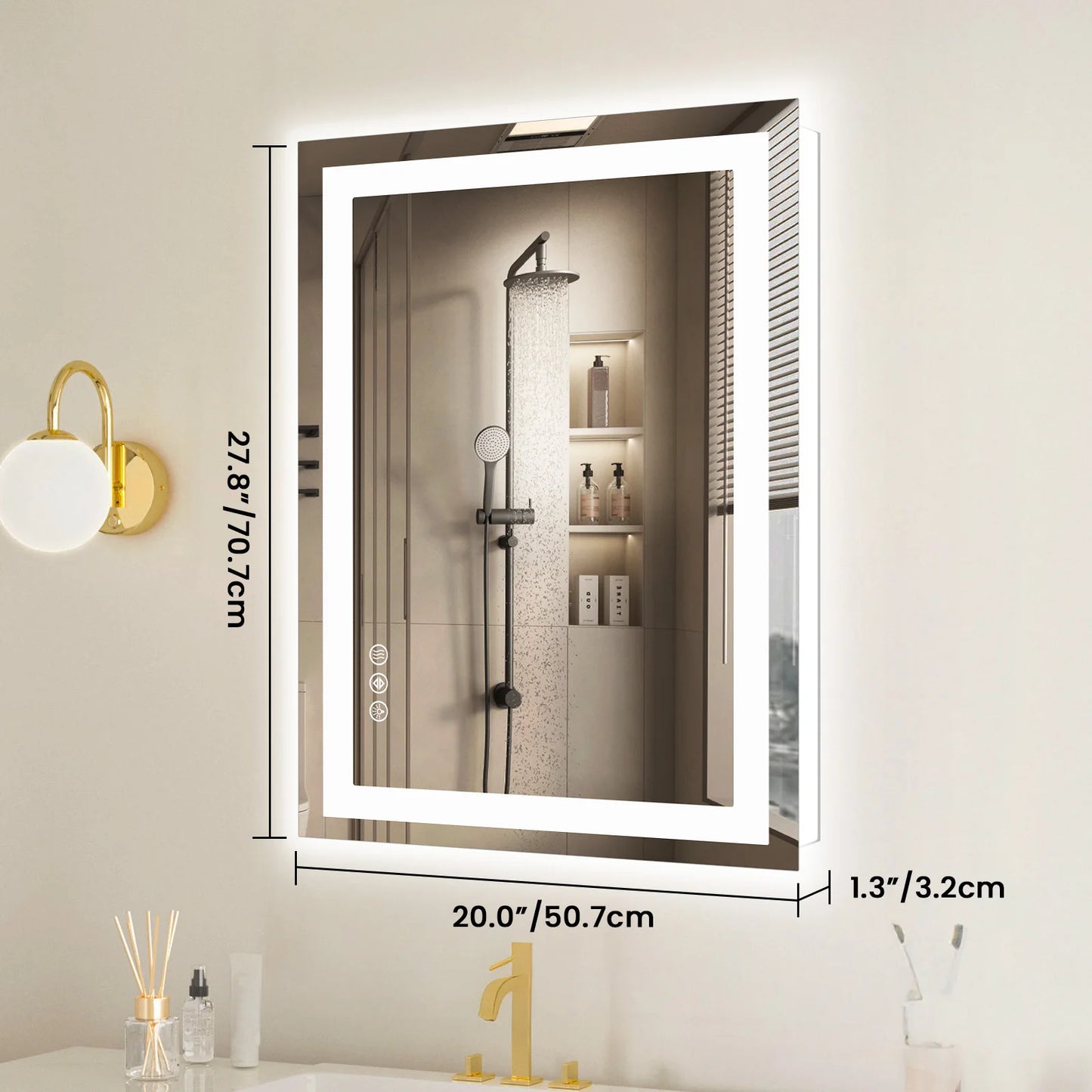 JHK LED Bathroom Vanity Mirror With Front And Back Lighting And Memory Function