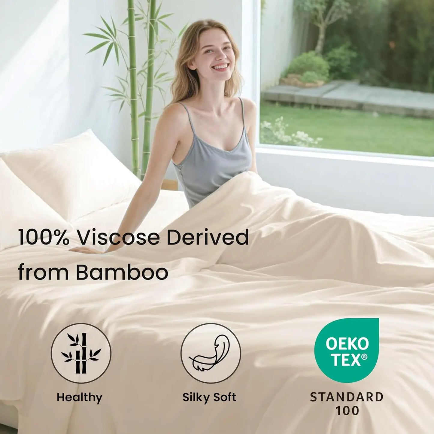 Bamboo Rayon Cooling Sheet Set Breathable Soft Bedding