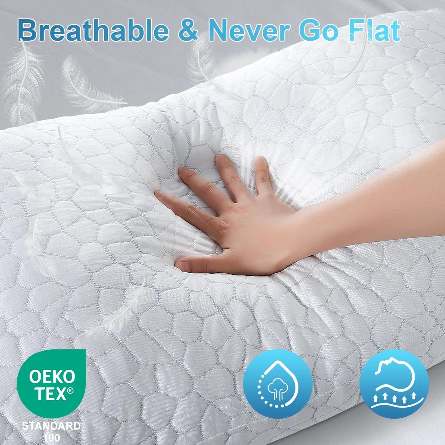 Cooling Memory Foam Pillow 2-Pack With Adjustable Firmness Breathable Cover