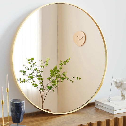 JHK Matte Metal Round Vanity Wall Mirror