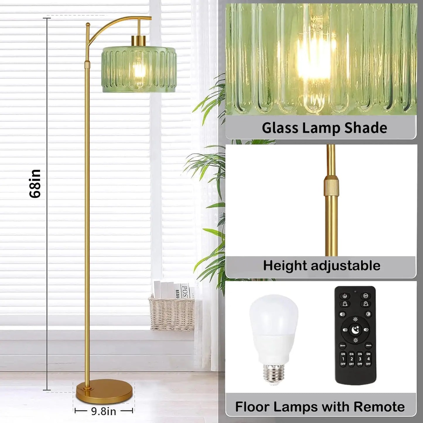 Brass Mid Century Floor Lamp With Remote And Dimmer