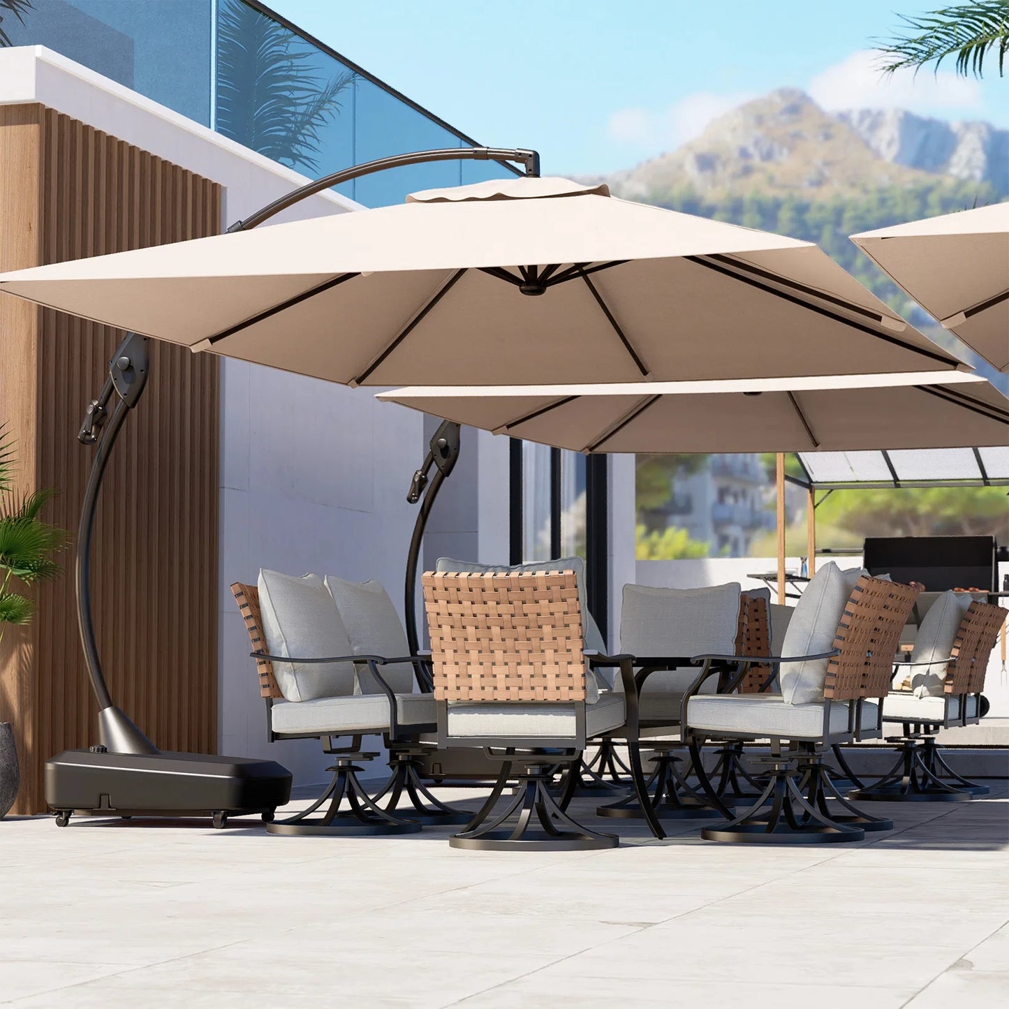 Grand Patio Outdoor Cantilever Umbrella With Base For Pool Garden