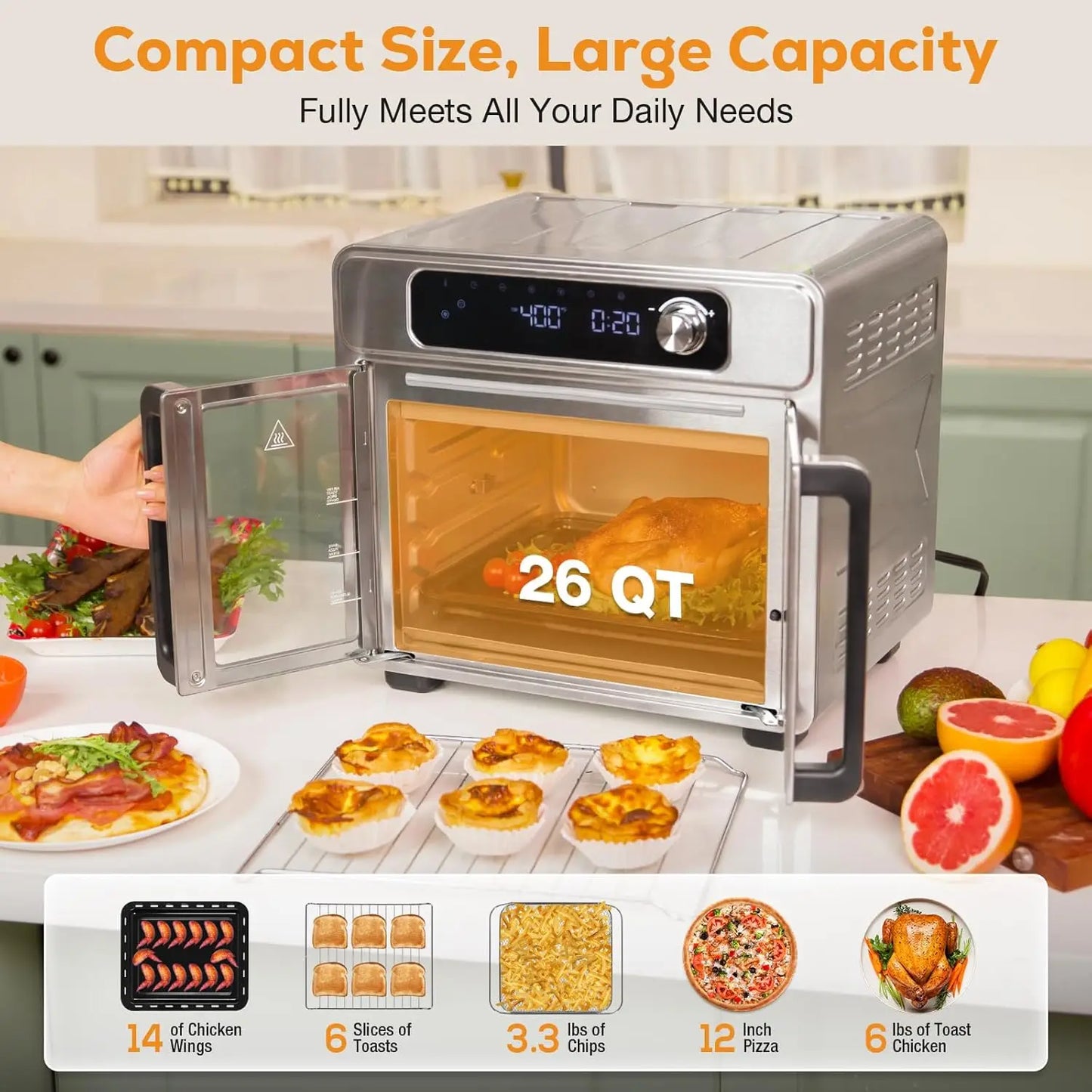 French Door Air Fryer Toaster Oven With 24 Presets