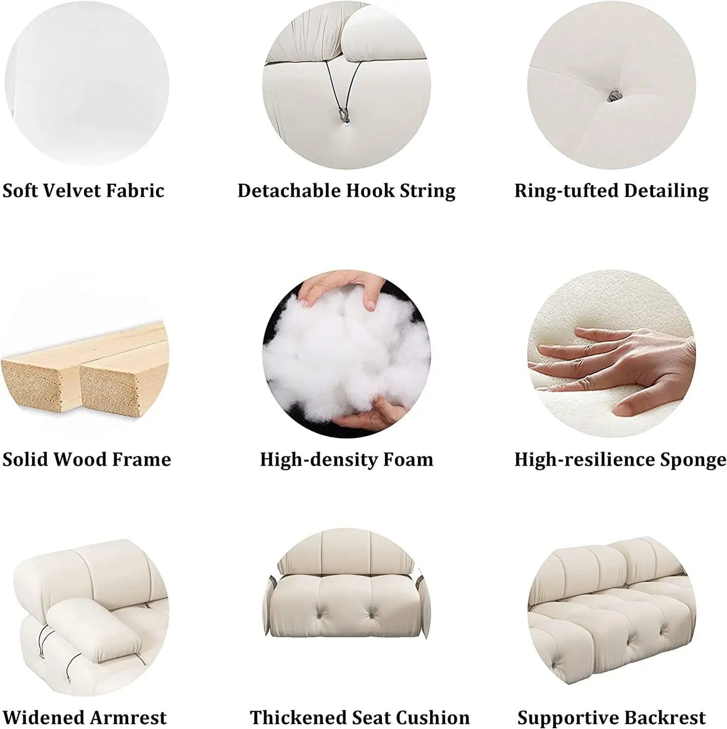 Sdorens Velvet Convertible Modular Sectional Sofa