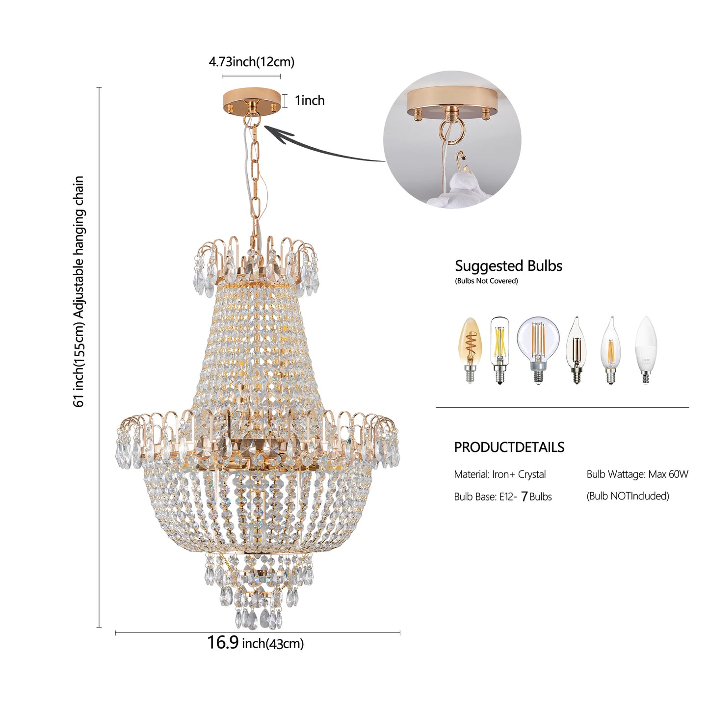 ARLGSITE Luxury Crystal Chandelier With K9 Crystals