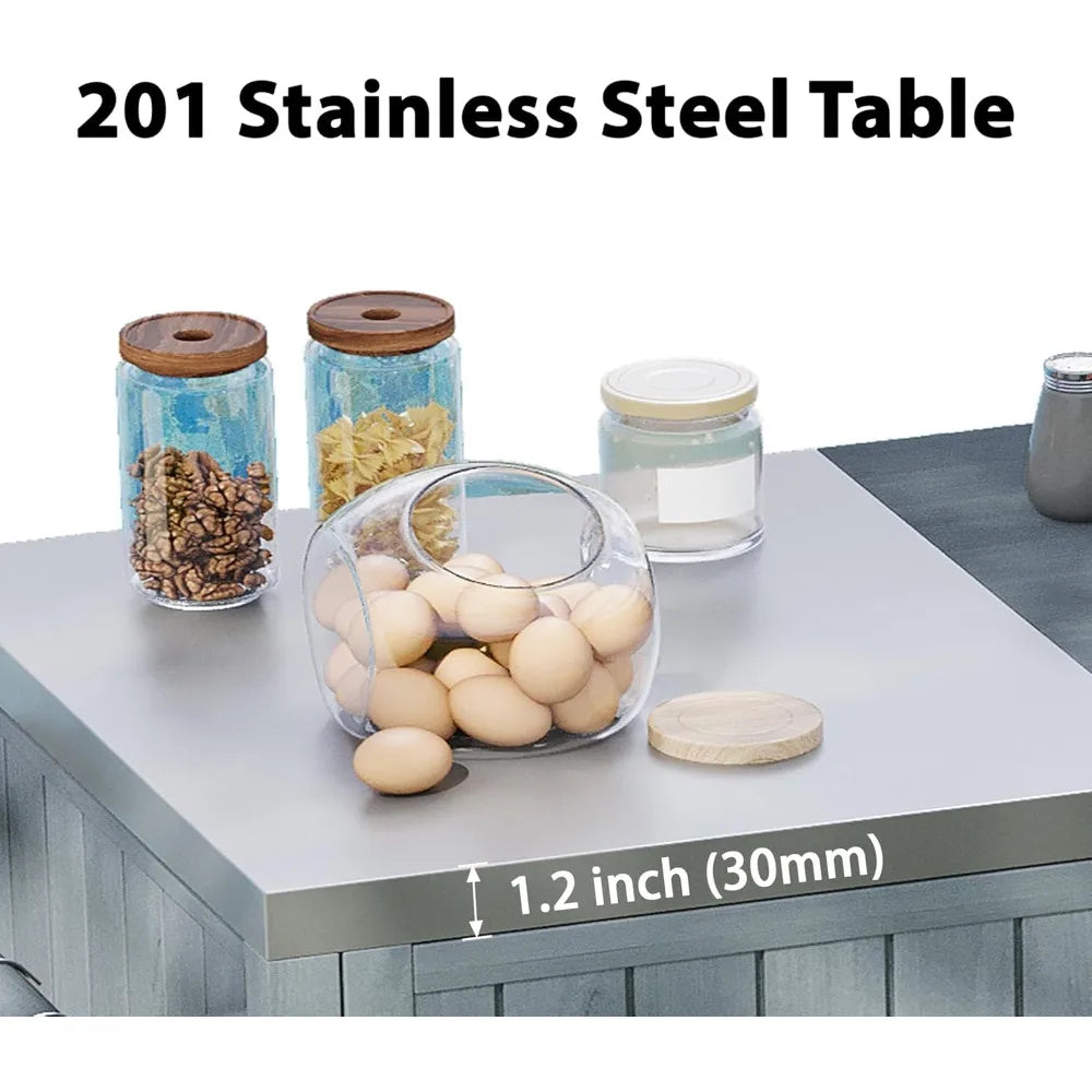 Outdoor Kitchen Island For Grills With Stainless Steel Top