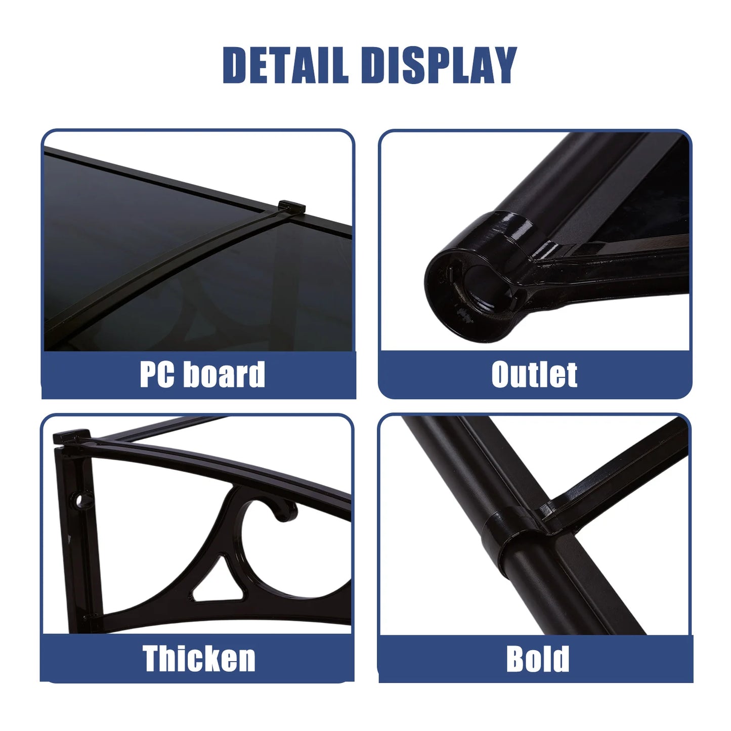 Door Entrance Awning With Aluminum Alloy Bracket For Rain Protection