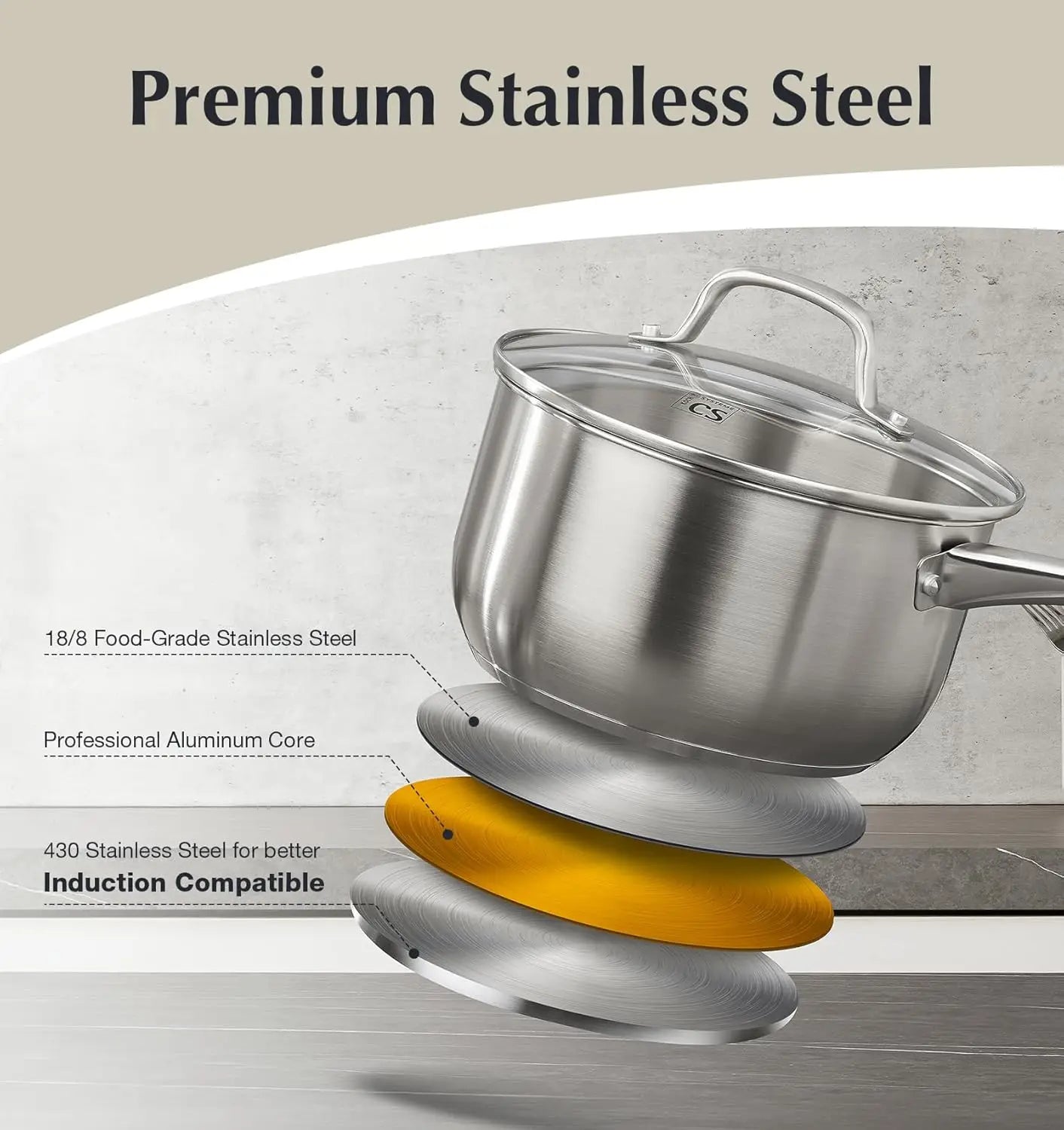 KOCH SYSTEME CS Stainless Steel Cookware Set Induction Ready