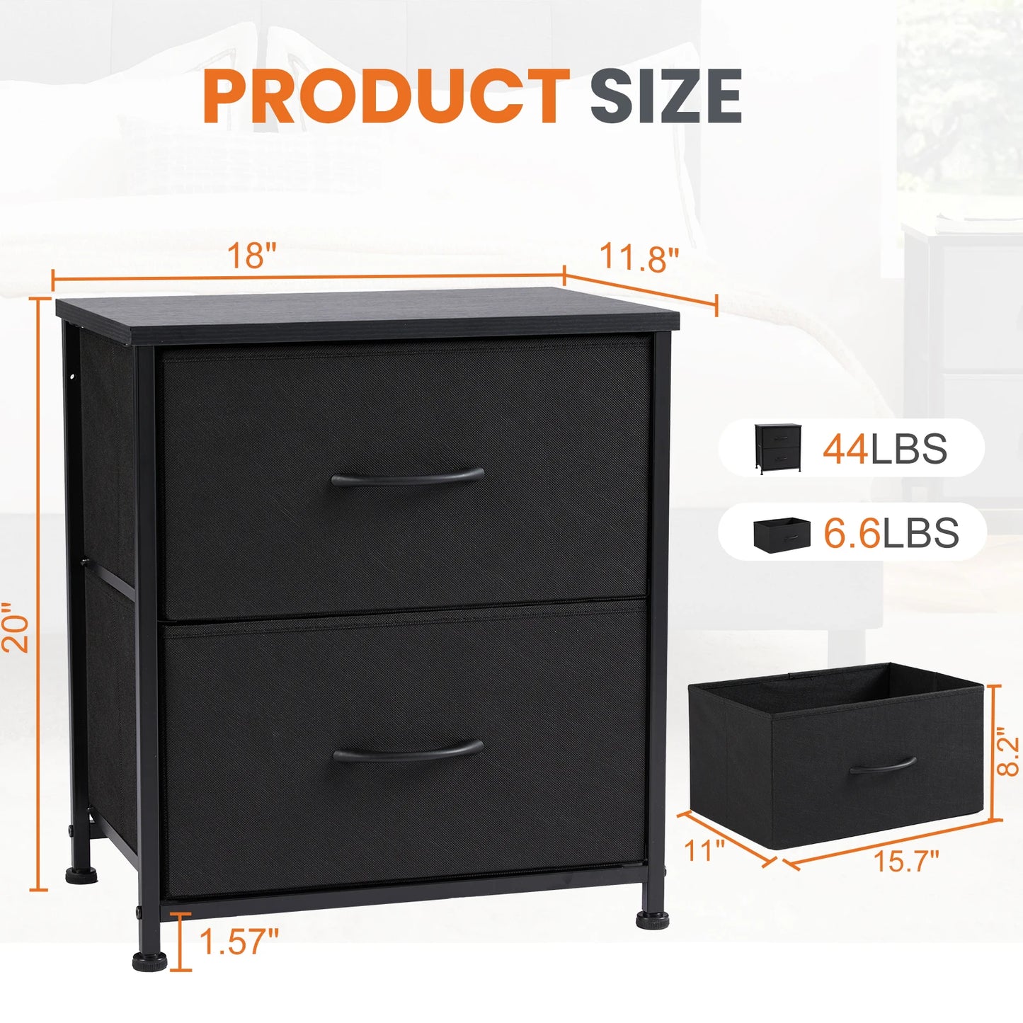 JHK Nightstand Bedside Table With Storage Drawers And Shelf