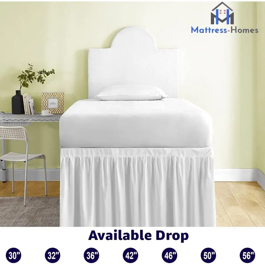 Dorm Bed Skirt Tailored Dust Ruffle With Elastic Wrap