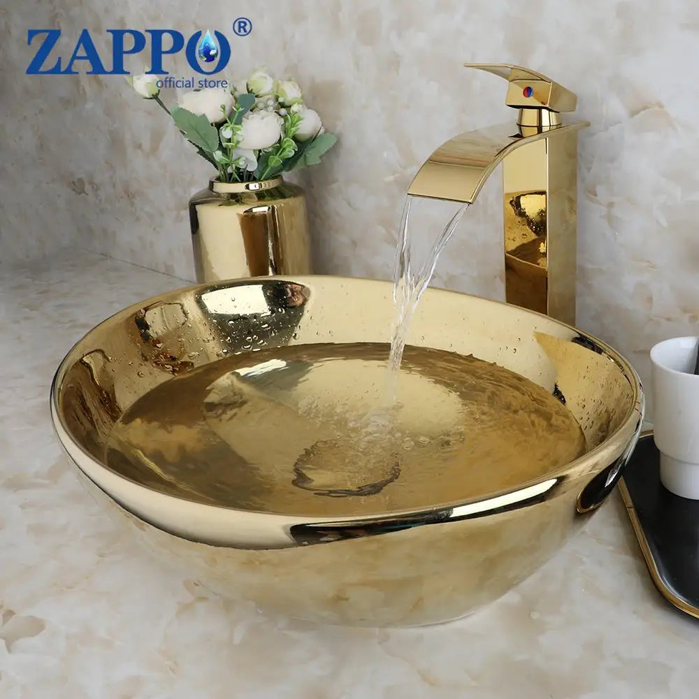Torayvino Vessel Sink Ceramic Bathroom Set With Faucets And Drain