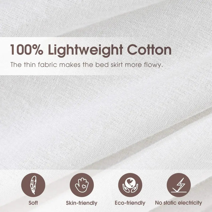 Lightweight Cotton Bed Skirt With Crochet Edge Dust Ruffle