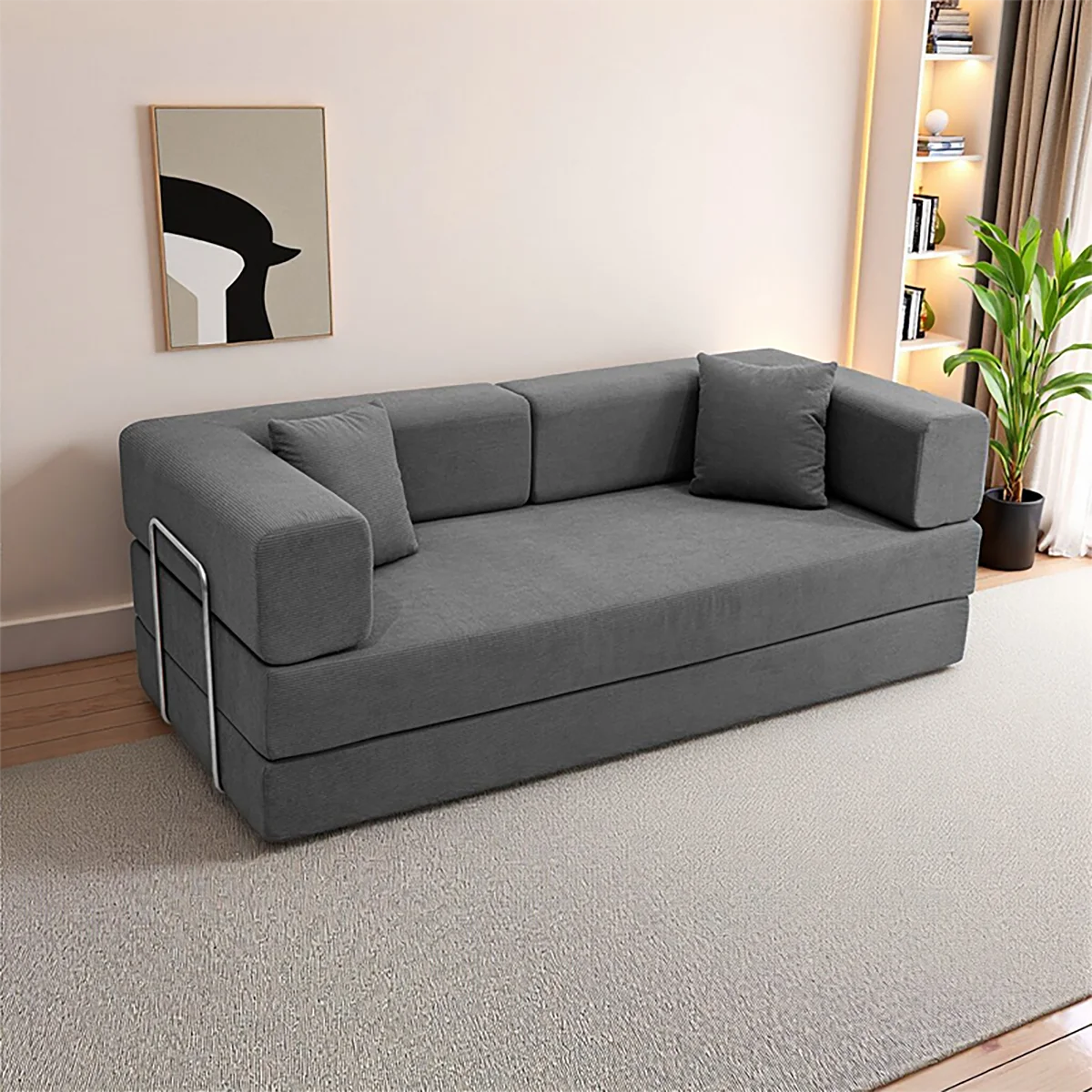 Foldable Sofa Bed With Removable Backrest For Living Rooms