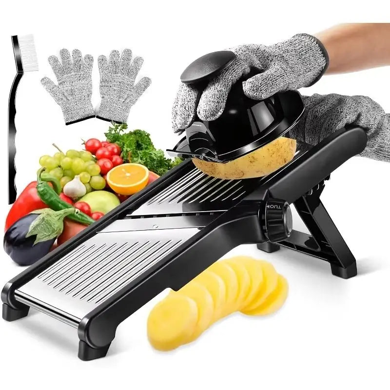 AEDG Stainless Steel Mandoline Slicer With 5 Blades And Hand Guard