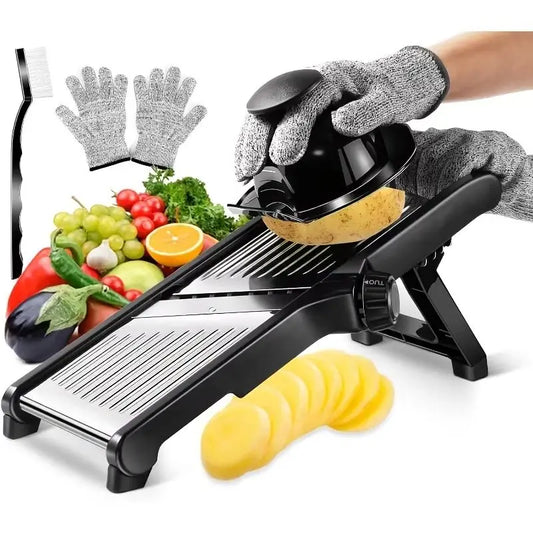 AEDG Stainless Steel Mandoline Slicer With 5 Blades And Hand Guard