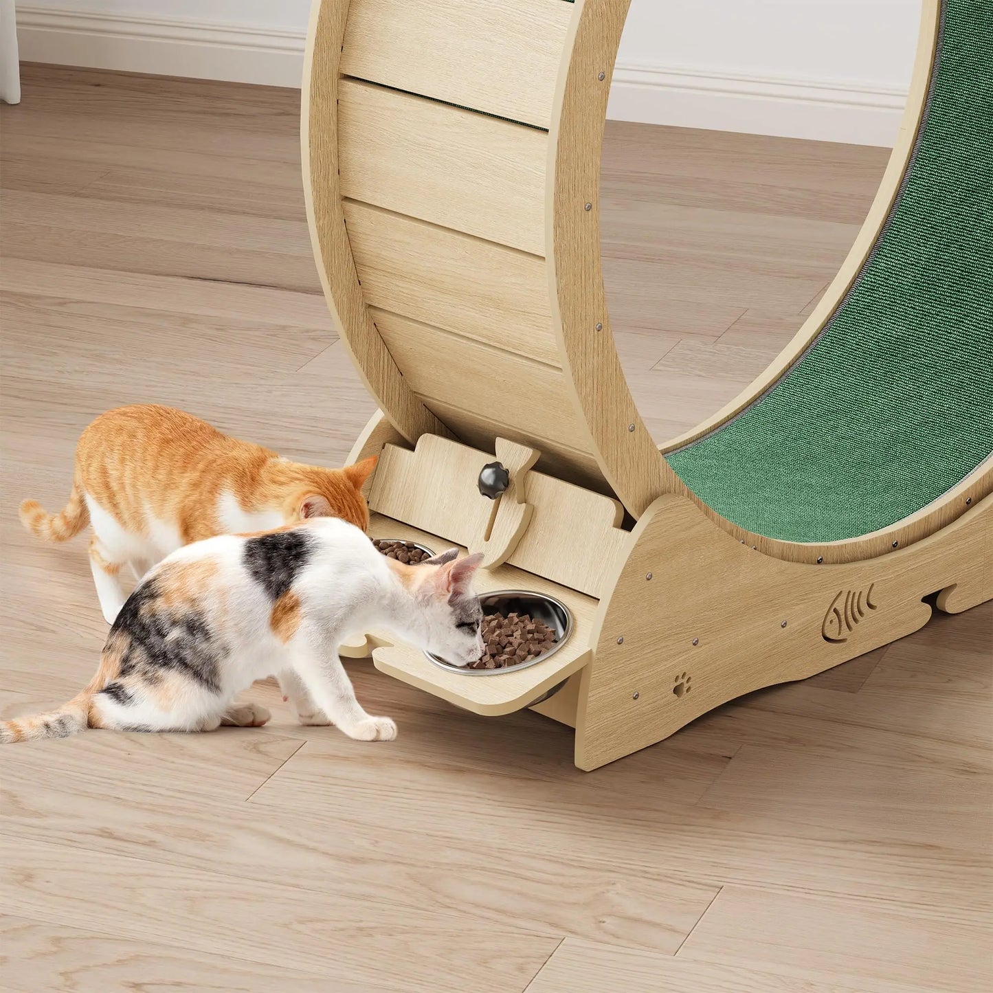 HiMISS 6-In-1 Cat Exercise Wheel Treadmill With Bowls
