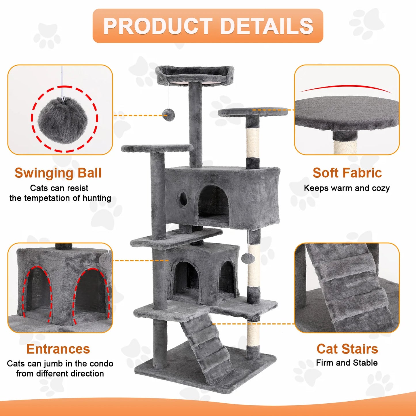 Four-Tier Cat Tree With Sisal Scratching Posts
