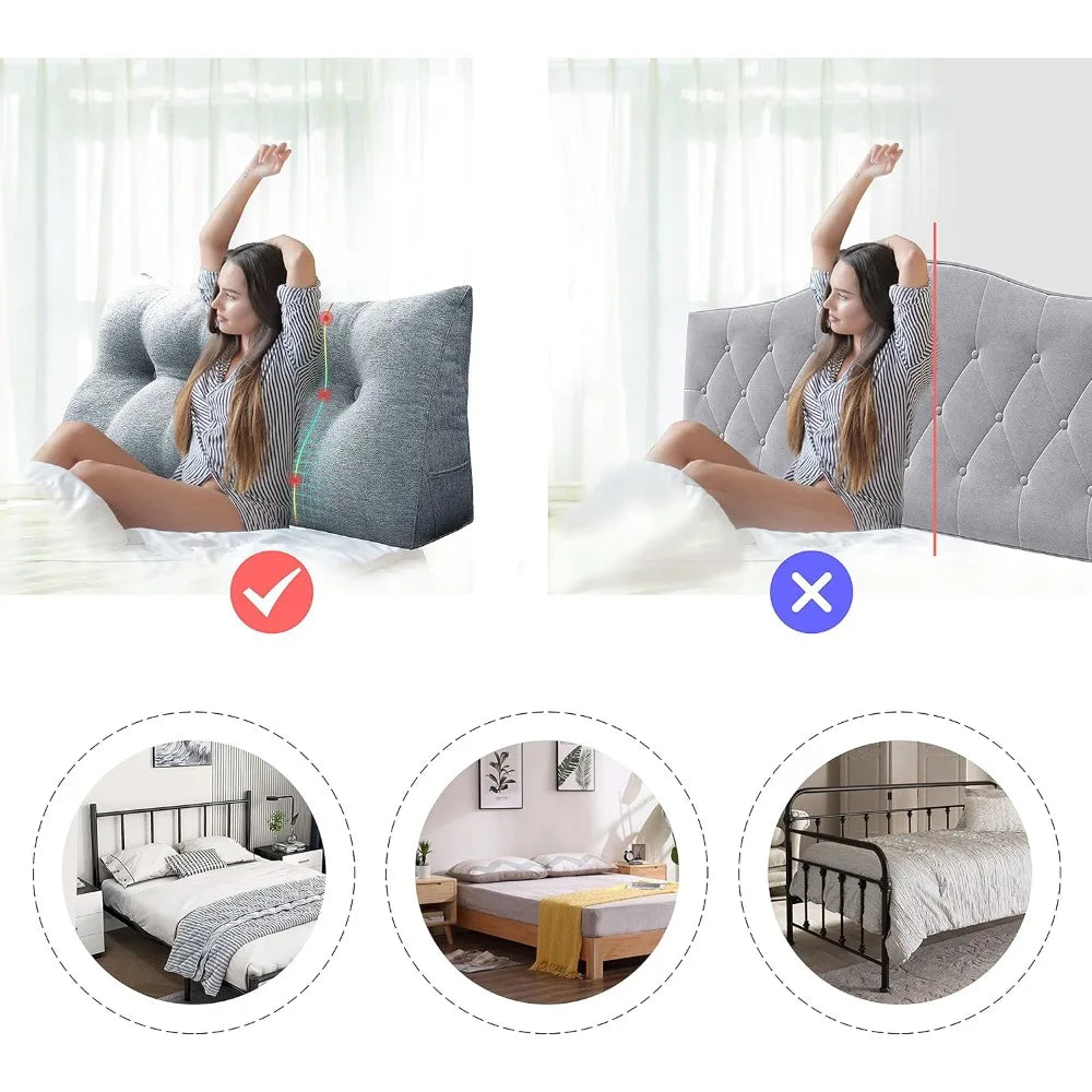 Ergonomic Button Tufted Triangular Headboard Panels for Wall Mount