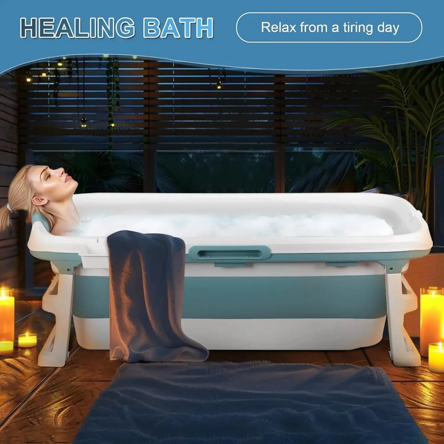 Collapsible Soaking Tub With Anti-Slip Seat And Heating