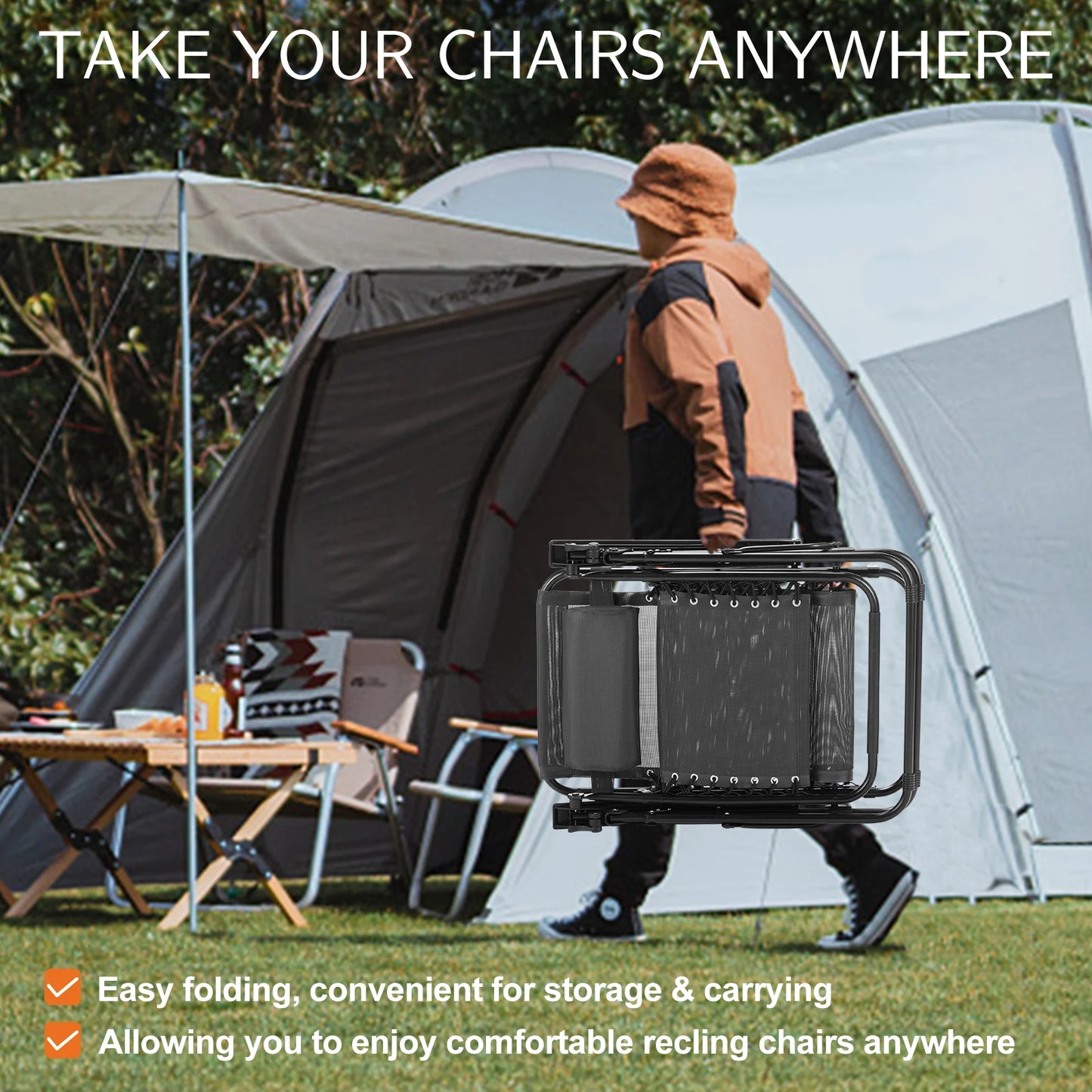 JHK Zero Gravity Recliners Set Of 2 With Cup Holders