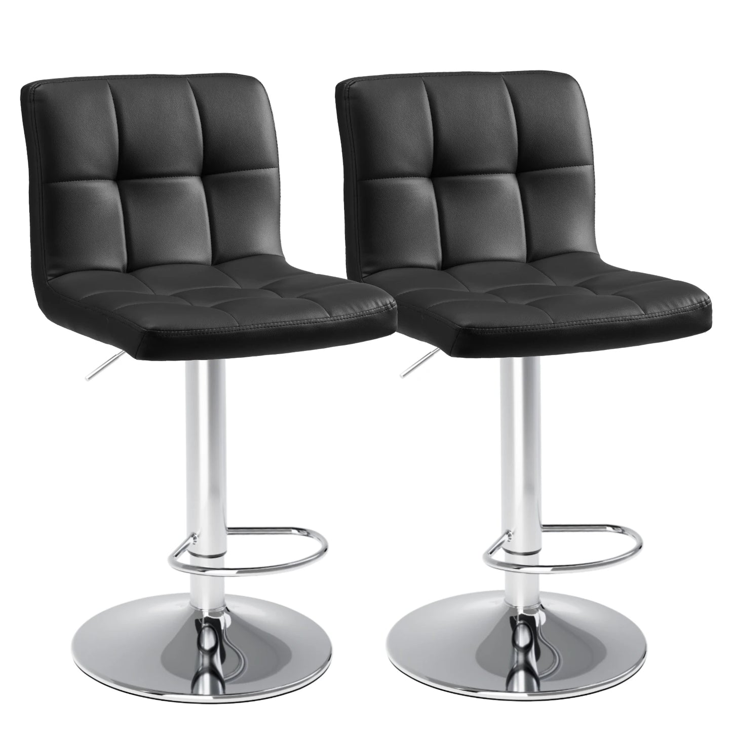 JHK PU Leather Bar Stools Set of 2 Upholstered Comfort