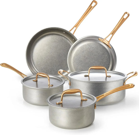 Vintage Stainless Steel Cookware Set Non Toxic PFOA PFOS PTFE