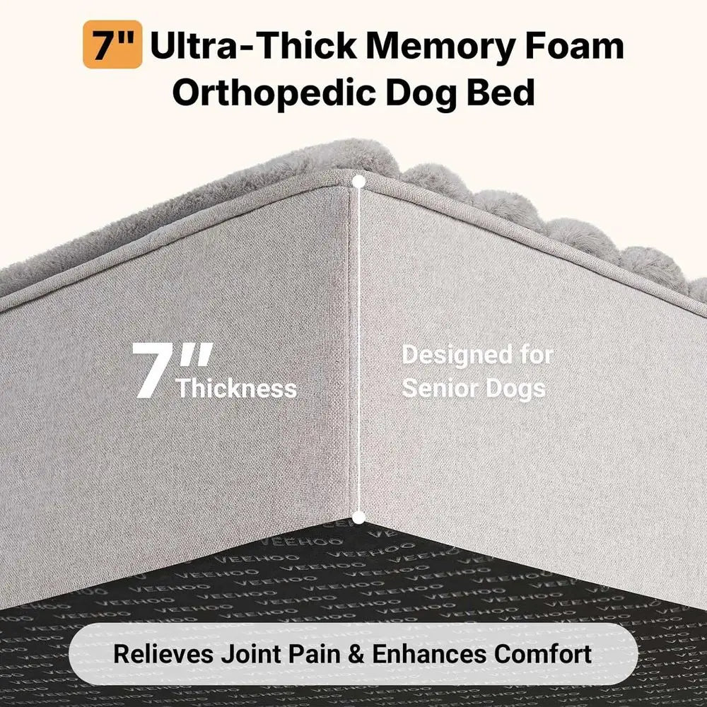 Orthopedic Foam Dog Bed for Seniors with Waterproof Removable Cover