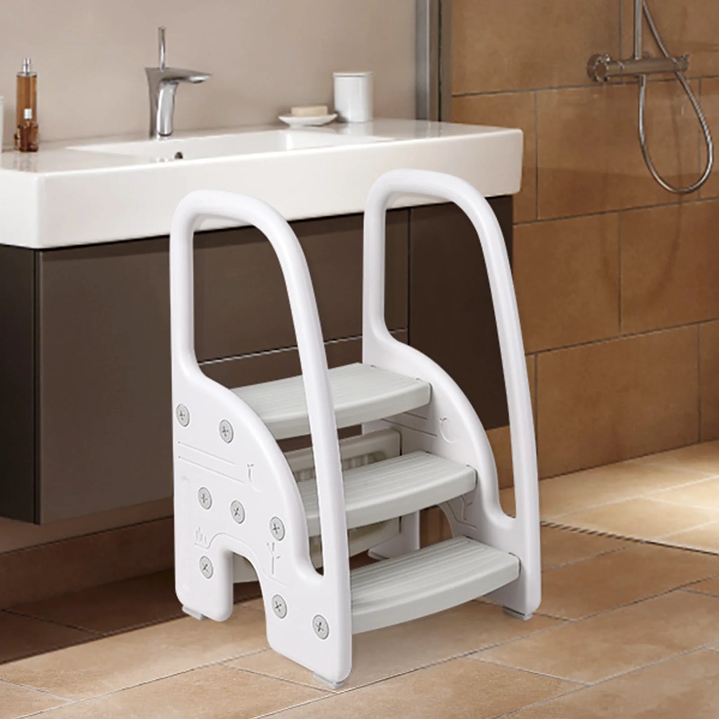 Toddler Step Stool With Handles Plastic Dual Tier Stool