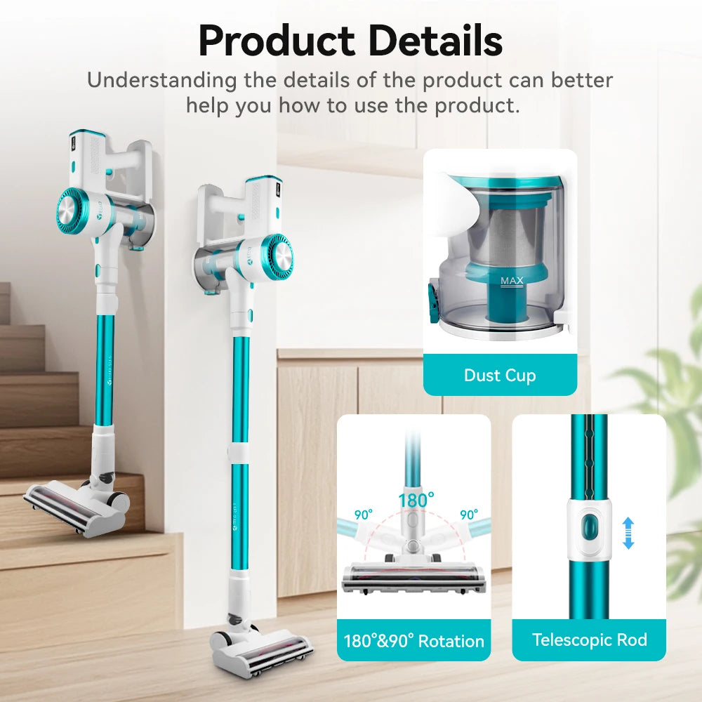 E Cordless Handheld Vacuum Cleaner 27KPa 250W