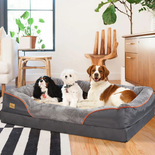 BINGOPAWCN Orthopedic Dog Bed With Cotton-Padded Bolster And Removable Cover