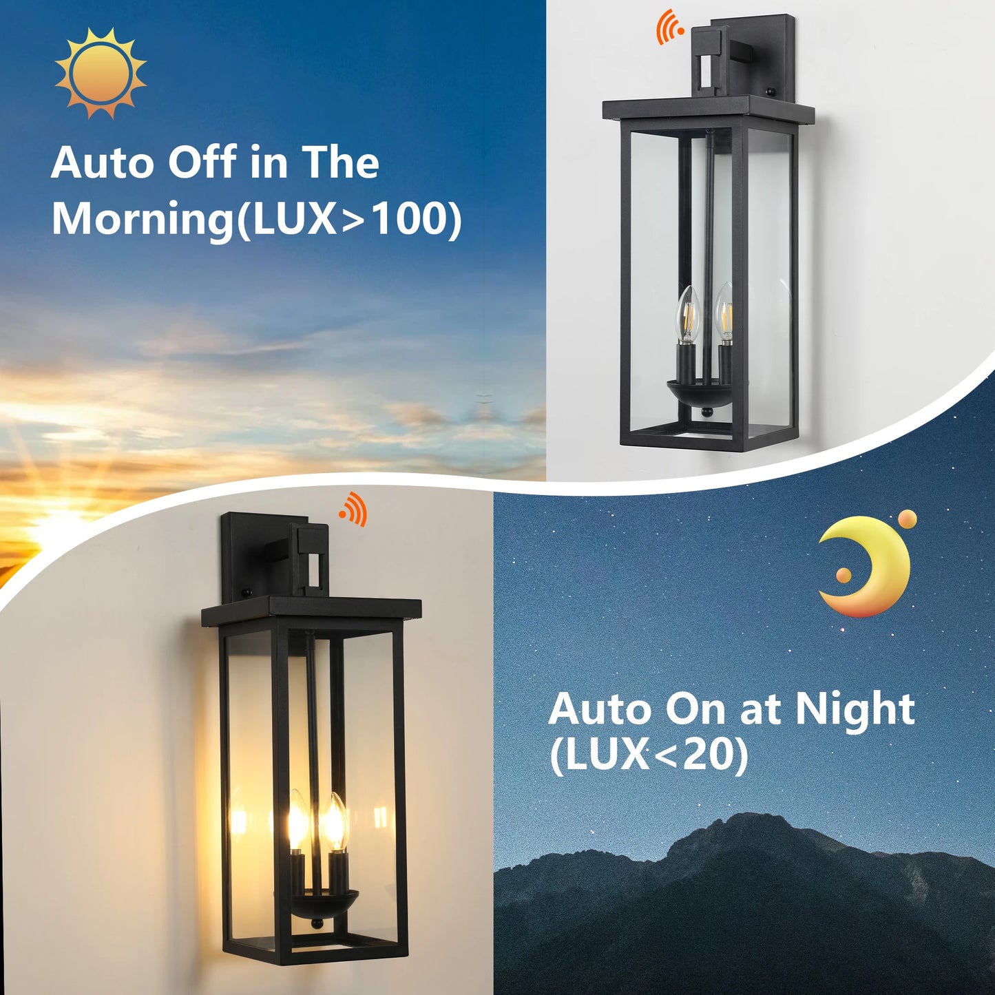 ARLGSITE Outdoor Wall Lantern With Dusk To Dawn Sensor