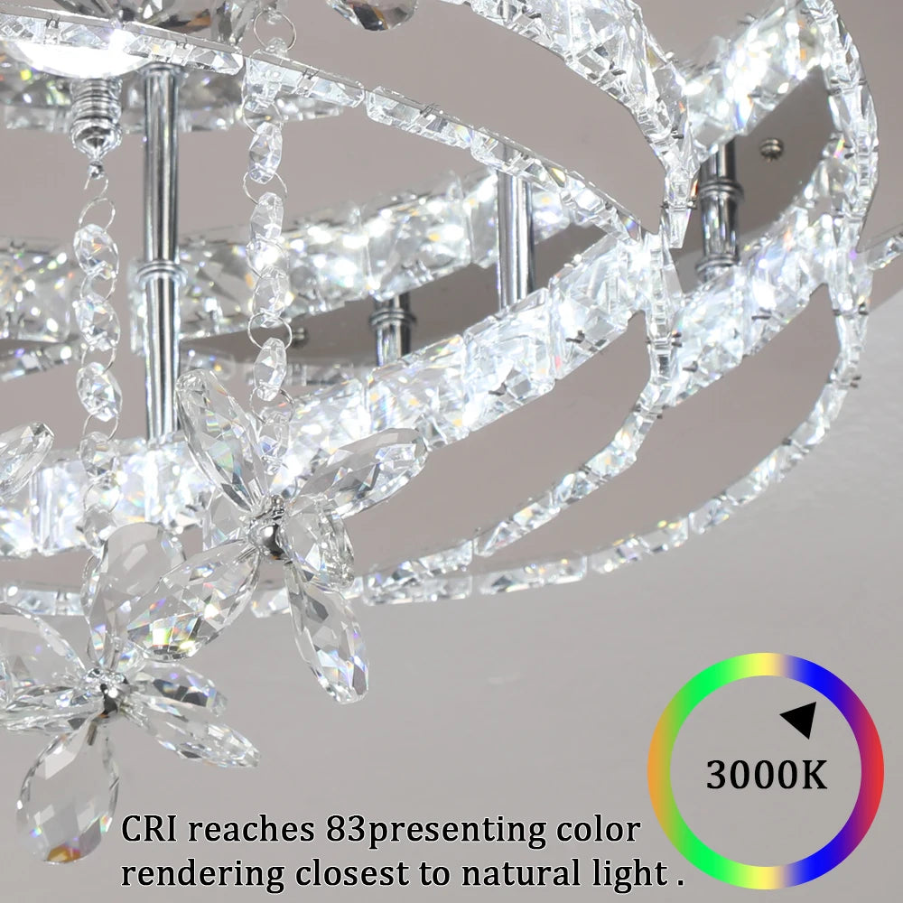 VETRULUS Modern Crystal LED Chandelier Ceiling Light Dimmable