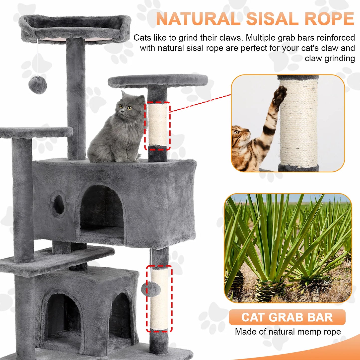 Four-Tier Cat Tree With Sisal Scratching Posts