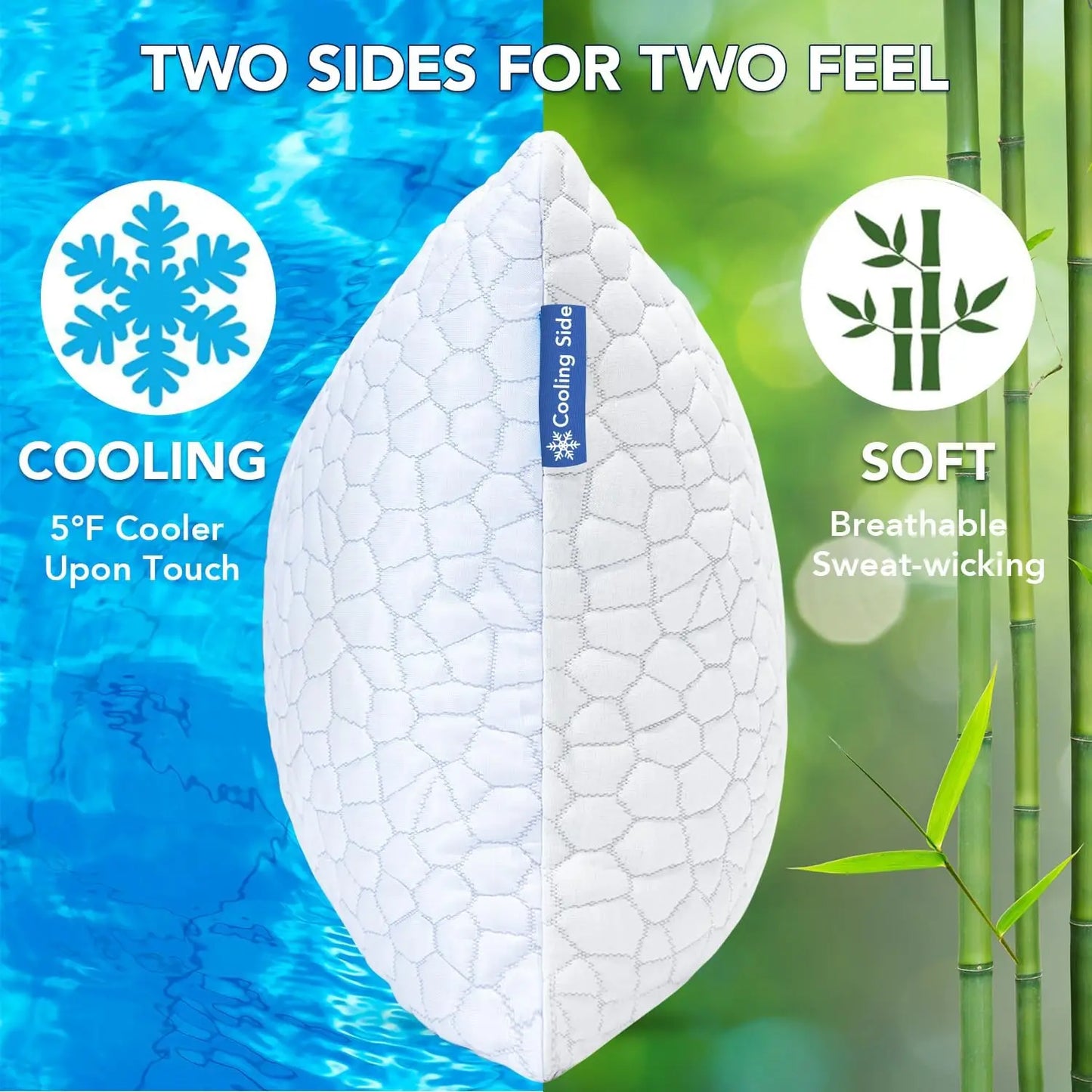 Cooling Memory Foam Pillow 2-Pack With Adjustable Firmness Breathable Cover