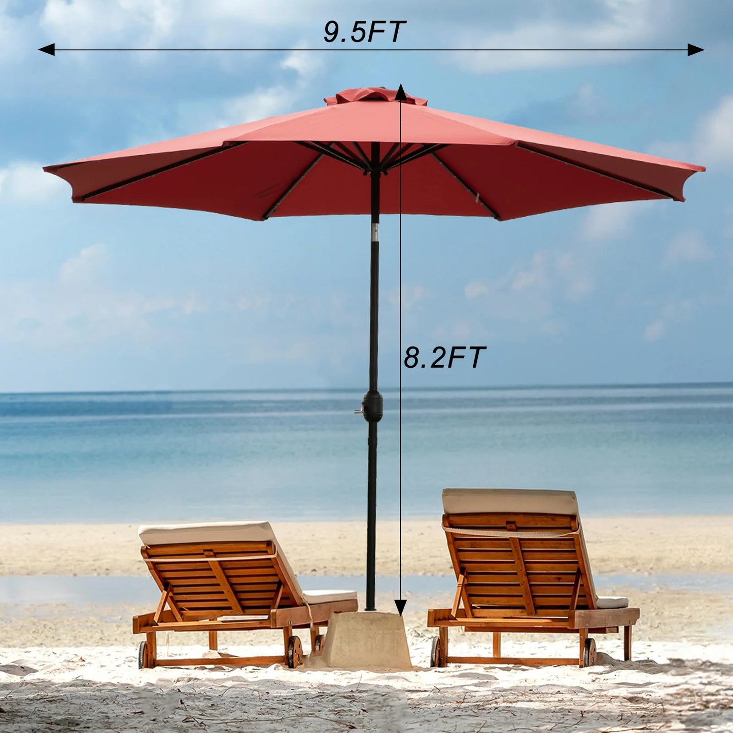 JHK Solar Patio Umbrella With 32 LED Lights Tilt And Crank