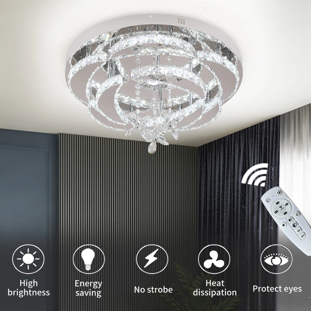 VETRULUS Modern Crystal LED Chandelier Ceiling Light Dimmable