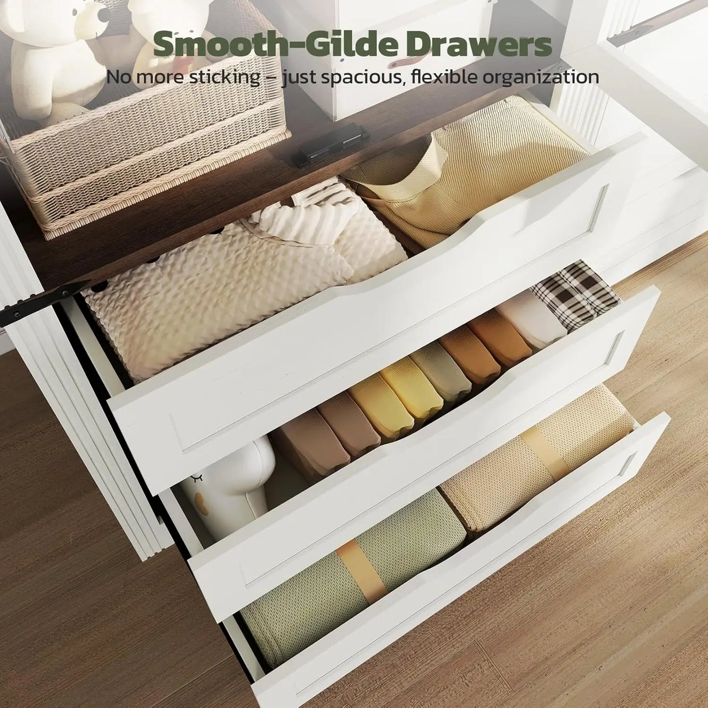 Farmhouse Armoire Wardrobe With LED Light Bedroom Storage Cabinet