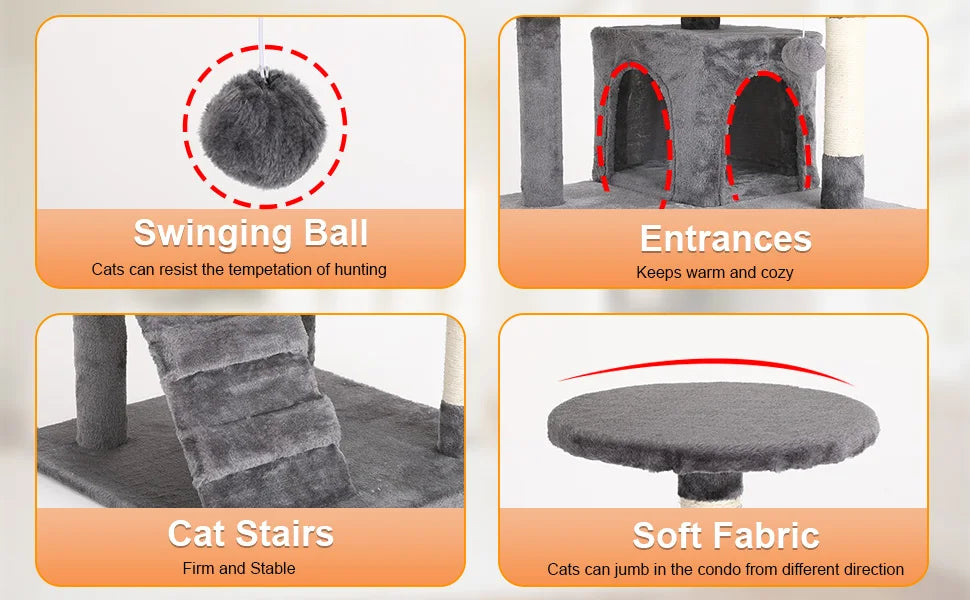 Four-Tier Cat Tree With Sisal Scratching Posts