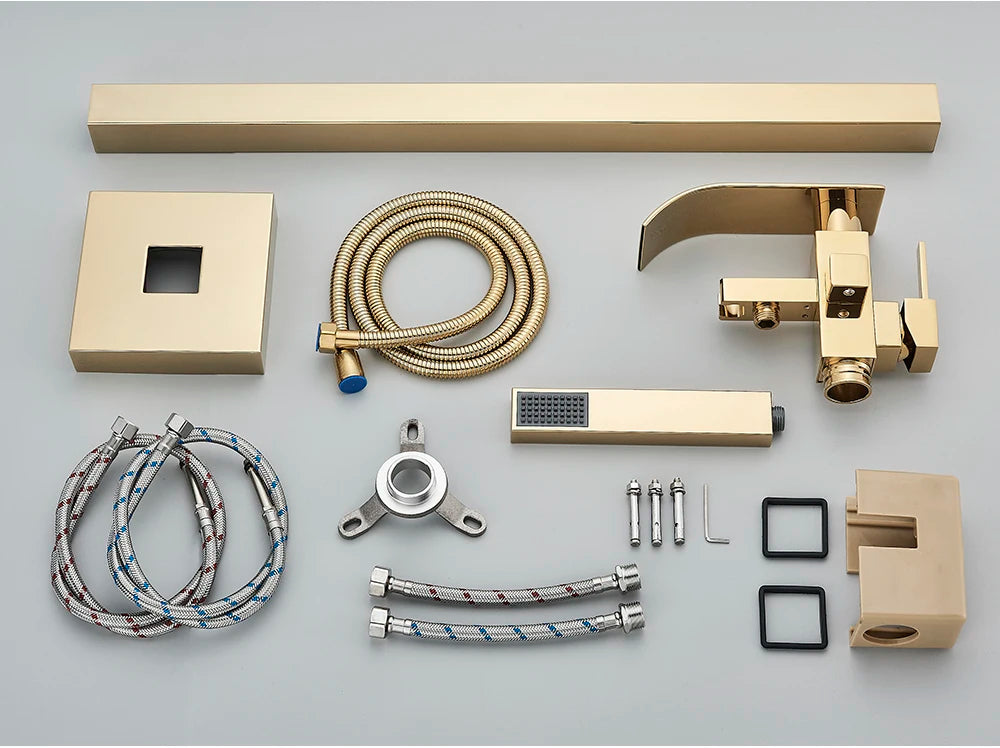 Poqihy Chrome Floor Mounted Bathtub Faucet Swivel Waterfall