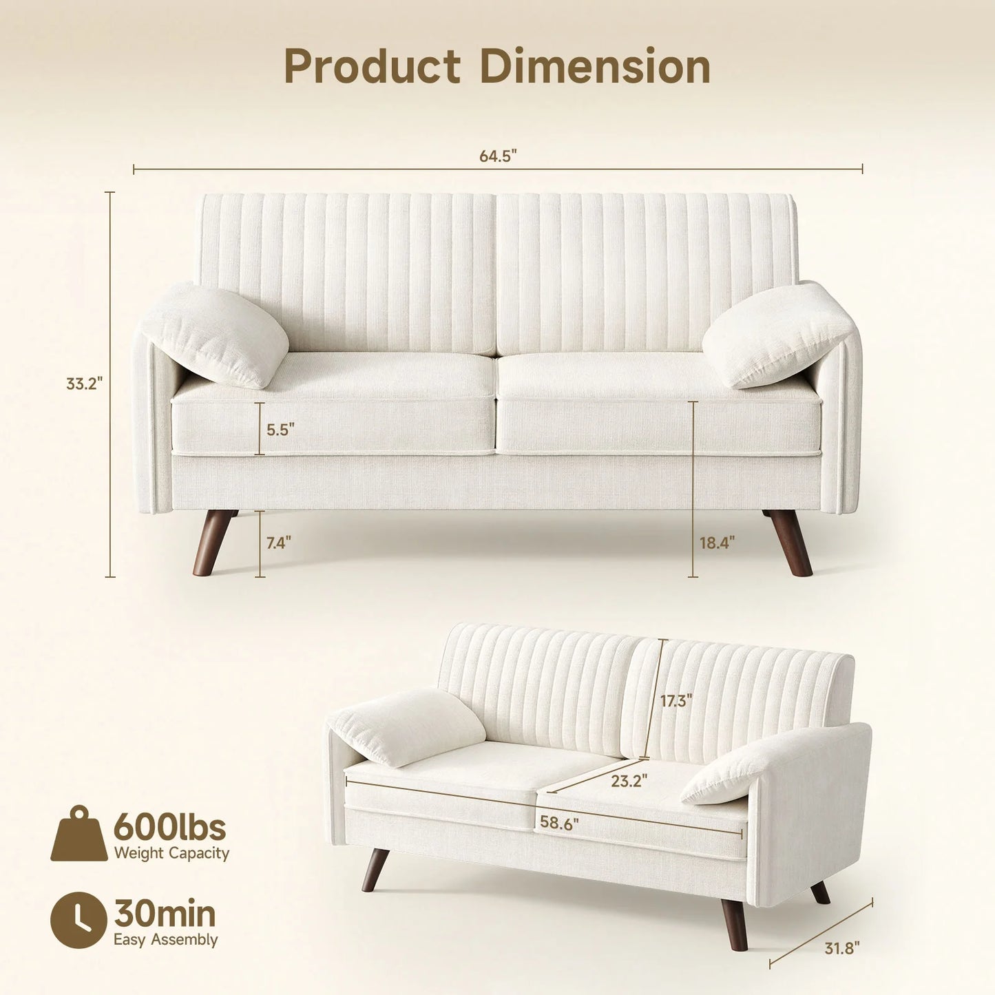 Chenille Loveseat Sofa For Compact Living Spaces And Cozy Corners