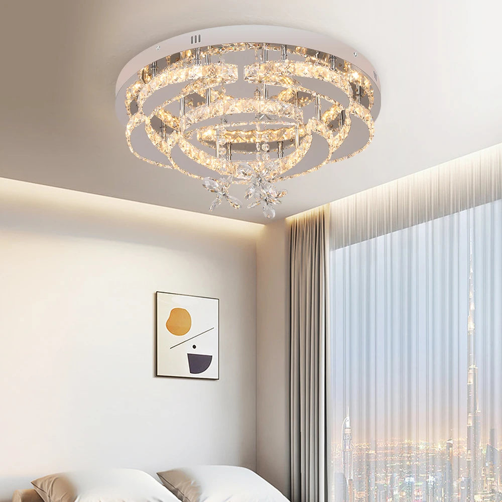 VETRULUS Modern Crystal LED Chandelier Ceiling Light Dimmable
