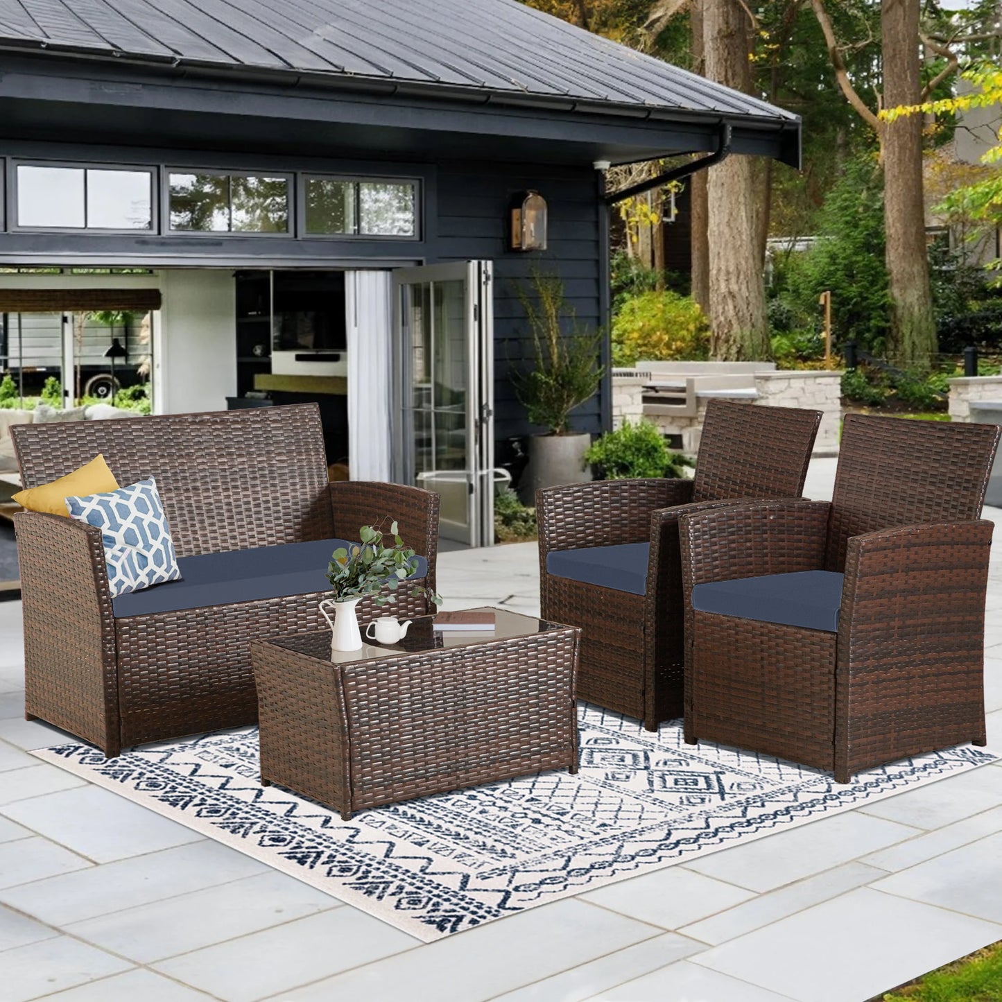 SEOGWISAM Outdoor Patio Furniture Set With Wicker Sofa