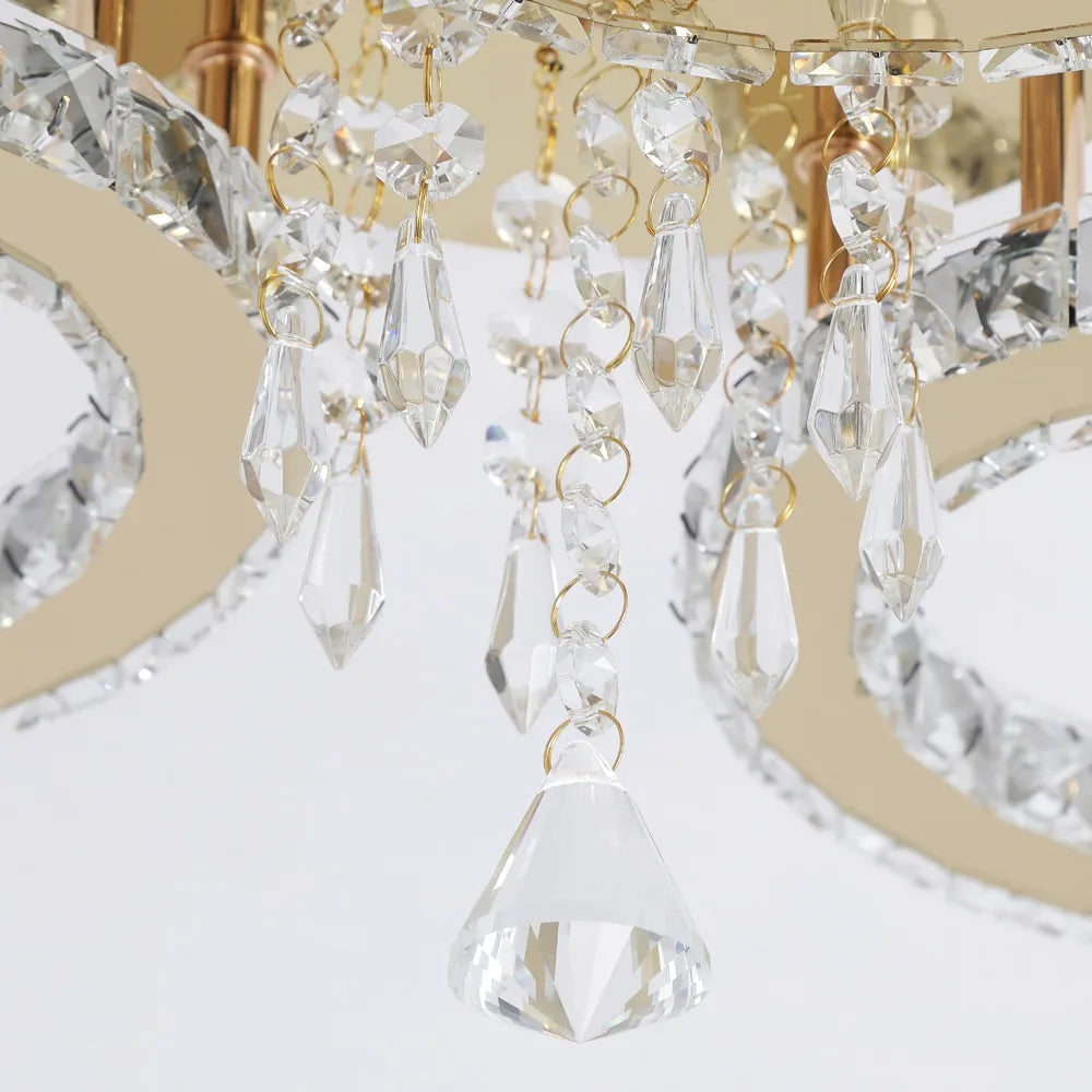 VETRULUS Crystal LED Ceiling Light Chandelier For Modern Living Room